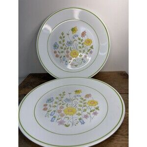 2 Vintage Corelle "SPRING MEADOW" Dinner Plates Retired 1986 USA 10.25” Mint